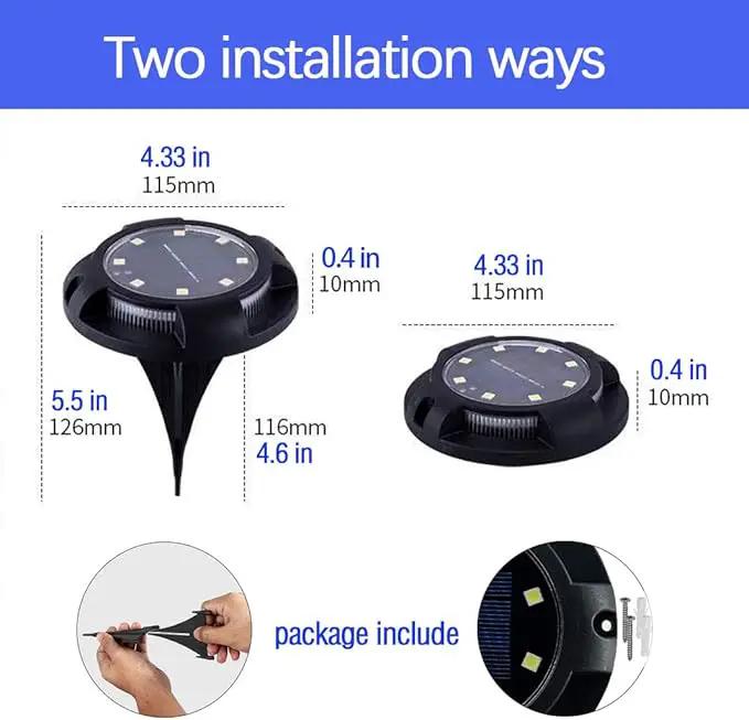 Solar Ground Lights Outdoor 8 Packs LED Disk Solar Powered Waterproof In-ground for Garden Deck Stair Step Lawn Patio Driveway Walkway Pathway Yard Decoration (White + Blue) by GreenHaven Gardens