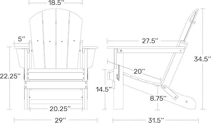 Westin Outdoors Laguna WO Home Outdoor Adirondack Folding Chair Lounger Seat Traditional Retro Home Furniture for Beach, Balcony, Backyard, Lawn, Patio, Pool, Deck, Garden (Teak) by GreenHaven Gardens