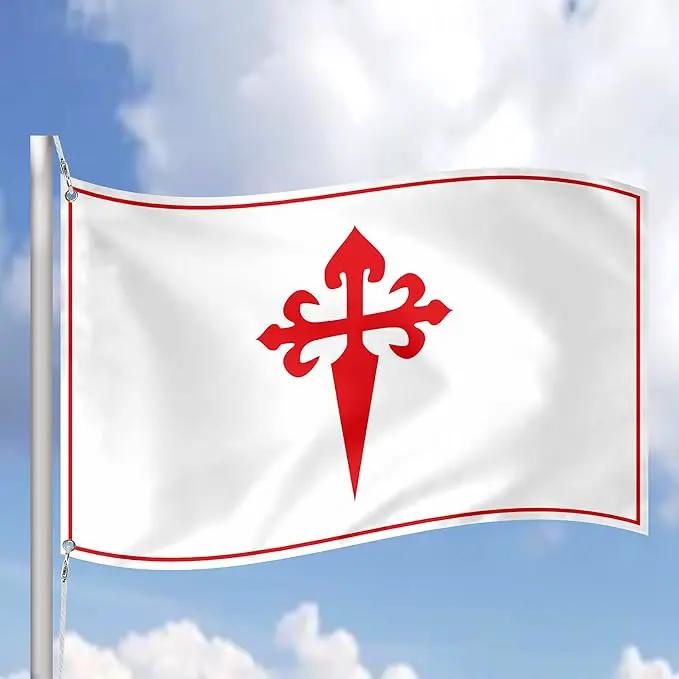 Apedes BANDERA DE LA ORDEN DE SANTIAGO Ordre de Santiago Militaire De Saint Jacques De L'Epee 3x5 feet Flag Banner Vivid Color Double Stitched Brass Grommets by GreenHaven Gardens