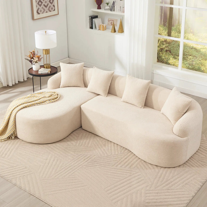Boneless L-Shape Sectional Sofa with Curved Chaise by HouseOfZazla