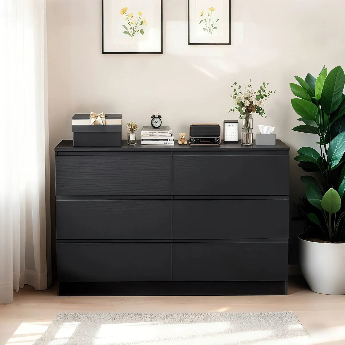 6 Drawer Dresser With Spacious Countertop And Concealed Handles by Unique Piece Furniture