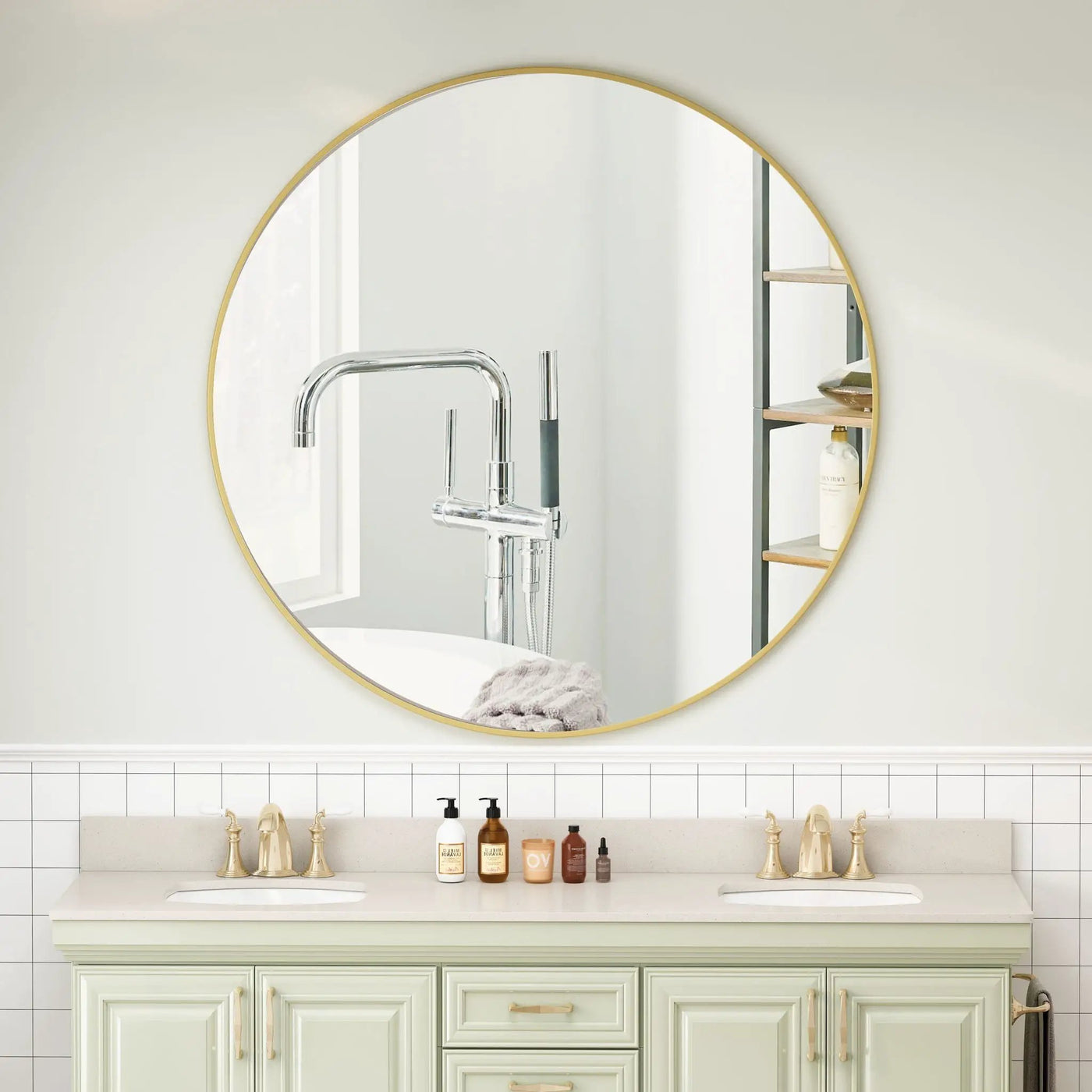 Wall Circular Mirror Metal Framed Mirror Round Vanity Mirror Dressing Mirror, For Bathroom, Living Room, Bedroom Wall Decor by Unique Piece Furniture