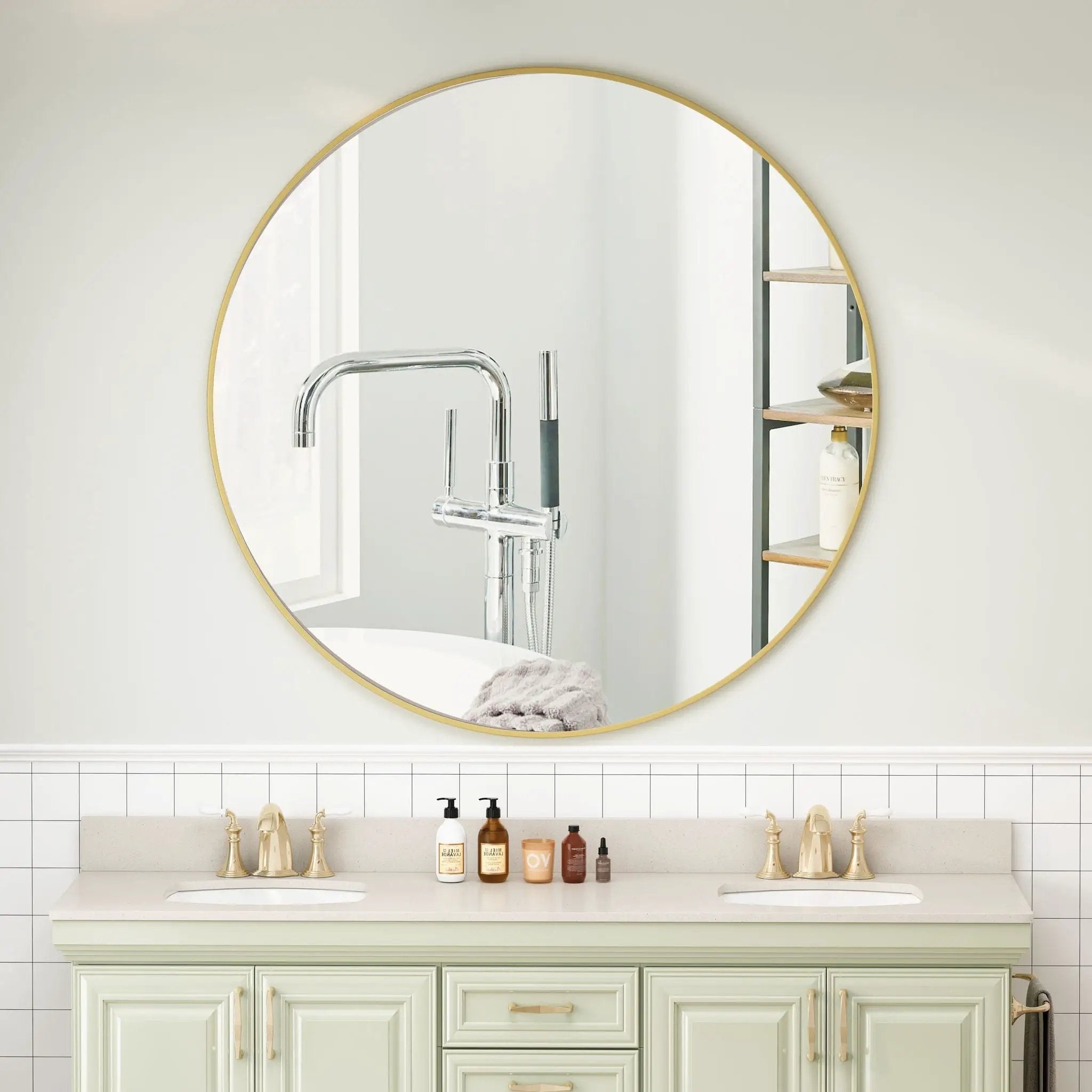 Wall Circular Mirror Metal Framed Mirror Round Vanity Mirror Dressing Mirror, For Bathroom, Living Room, Bedroom Wall Decor by Unique Piece Furniture