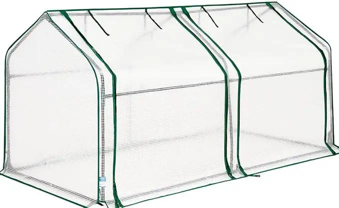 Quictent Portable Mini Cloche Greenhouse w/ Elevated Bottom, Roll-up Zippered Window Waterproof UV-Resistant Hot House for Indoor Outdoor Gaden, 71" x 36" x 36", White by GreenHaven Gardens