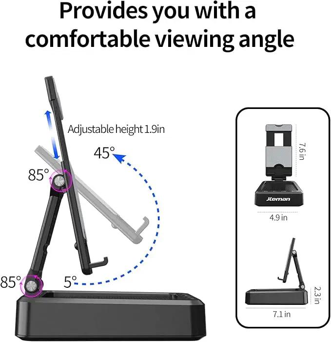 JTEMAN Tablet Stand Adjustable with Bluetooth Speakers,Kitchen Gadgets,Gifts for Women Men,Wireless Bluetooth Speaker Tablet Holder,Desk Mic Charging Sation Compatible with Phones and Tablet by GreenHaven Gardens