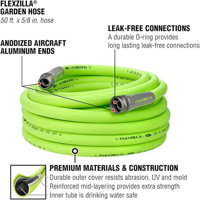 Eden Metal Adjustable 6-Pattern Mobile Rotary Gear Drive Garden Sprinkler Bundle with Flexzilla Garden Hose by GreenHaven Gardens