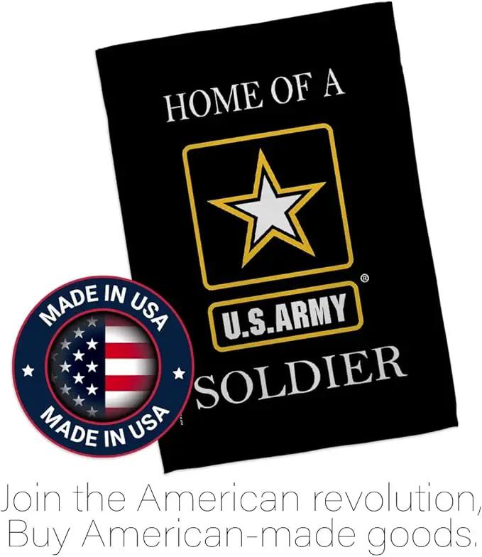 Army Soldier Dorm Decor Banner Wall Art Flag Pole Patio Lawn Garden Room Decorations Indoor Outdoor Tapestry Yard Signs Armed Forces American Military Veteran Retire Official Made In USA by GreenHaven Gardens