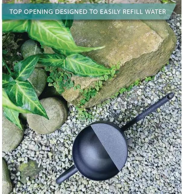 Metal Watering Can for Indoor Houseplants Outdoor Garden Long Sprout Water Can for Succulents Herb Bonsai Modern Garden Tool 33.8oz/1000ml (Dashing Black) by GreenHaven Gardens