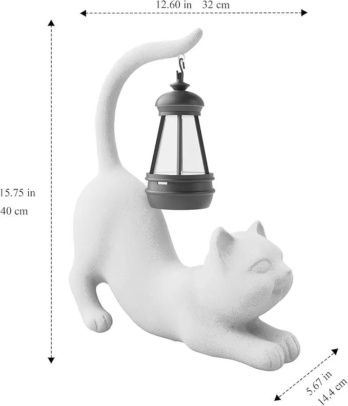 Solar Cat Garden Statue 15 Inch Porch Patio Decor for Outside Yard Decoration Outdoor Unique Housewarming Gardening Birthday Gifts for Cat Lovers Women Grandma by GreenHaven Gardens