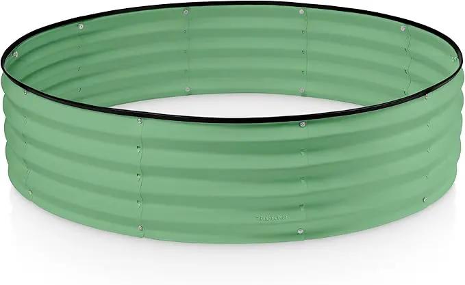 Round Galvanized Raised Garden Bed // 4×4×1 ft Galvanized Raised Garden Beds Outdoor for Gardening, Vegetables, Flowers // Patented Tool-Free Design Round Planter (Light Green) by GreenHaven Gardens