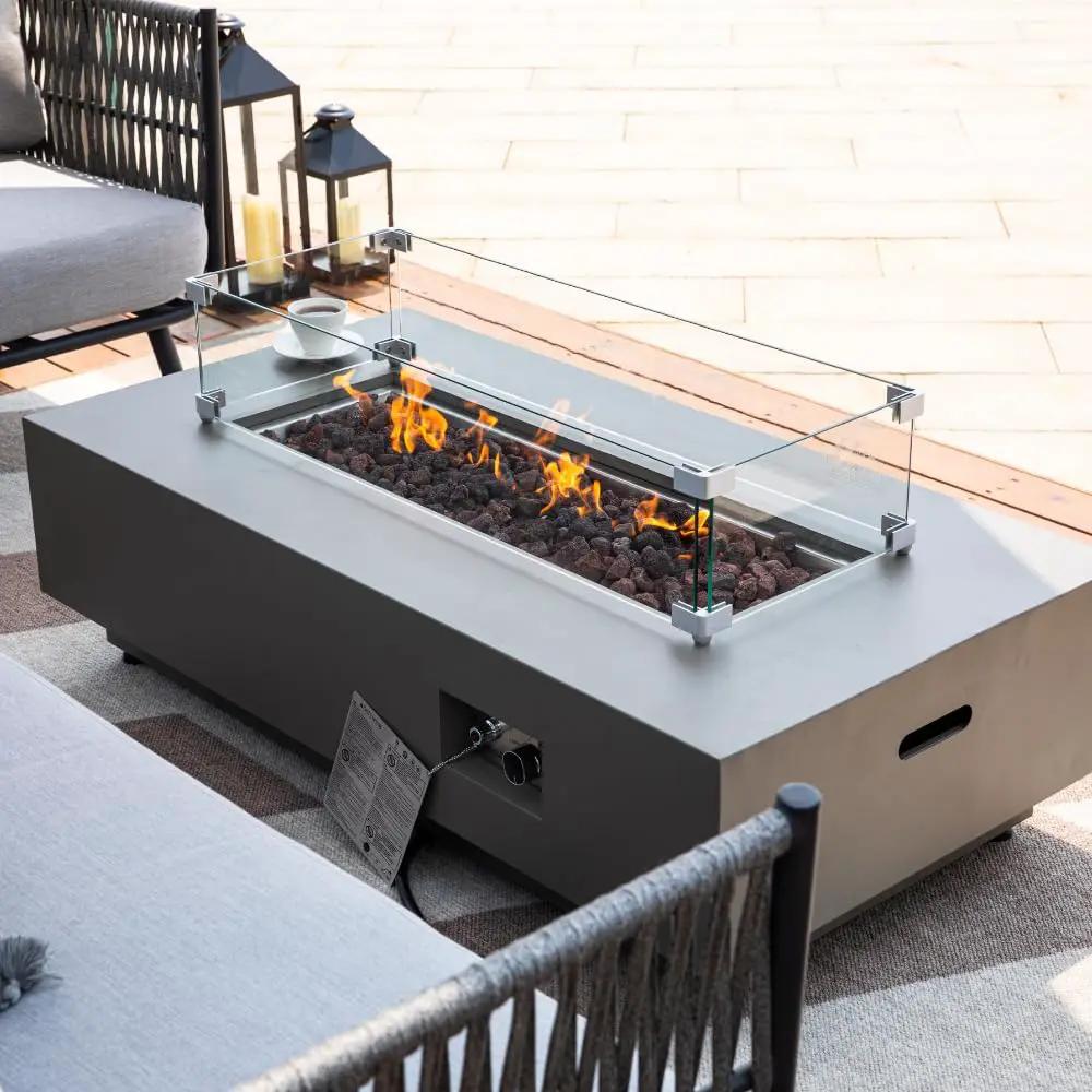 Westwood 50” Propane Fire Pit Smokeless Firepit Converts to Outdoor Gas Fire Pit for Outside Patio Firepit Table Includes Windscreen Rain & Tank Cover Lava Rocks Lid CSA Certified by GreenHaven Gardens