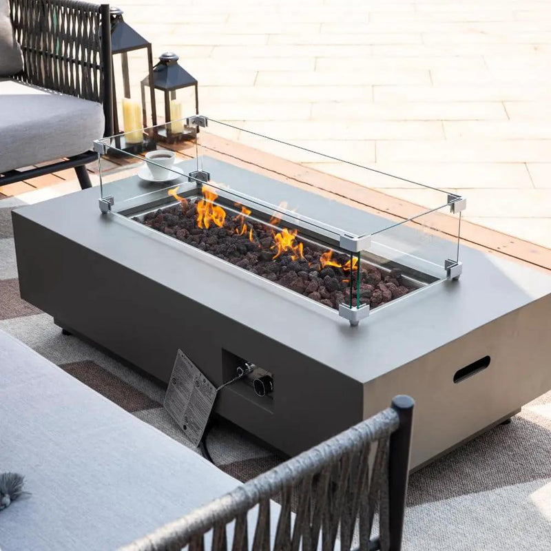 Westwood 50” Propane Fire Pit Smokeless Firepit Converts to Outdoor Gas Fire Pit for Outside Patio Firepit Table Includes Windscreen Rain & Tank Cover Lava Rocks Lid CSA Certified by GreenHaven Gardens