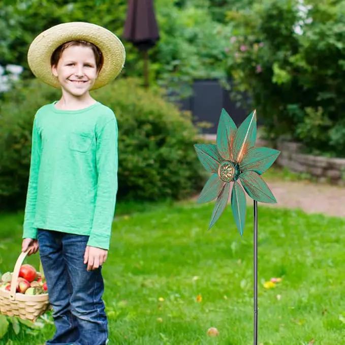 DREAMYSOUL Pinwheels for Yard and Garden, 38 Inches Metal Kinetic Wind Spinner for Outdoor Garden Patio Yard Decor by GreenHaven Gardens