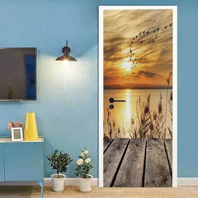 3D Door Stickers Murals - Peel and Stick - PIER - Wallpaper Self-Adhesive Decals - Removable PVC Waterproof Door Poster - Bedroom, Living Room - 37.4" x 82.7" by GreenHaven Gardens