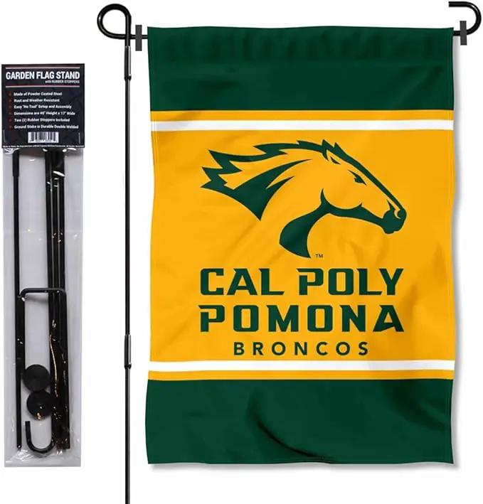 College Flags & Banners Co. Cal Poly Pomona Broncos Garden Flag with Stand Holder by GreenHaven Gardens