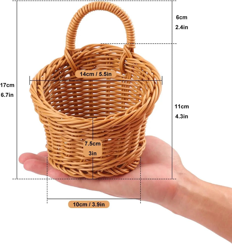 8 Pack 5.5 x 4.3 inch Woven Hanging Fruit Basket, Wall Hanging Wicker Baskets, Wall fruit Wicker Basket for Kitchen, Planter, Vegetable & Fruit, Boho Home Decor by GreenHaven Gardens