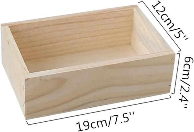 2 Pcs 7.5" × 5" × 2.4" Natural Wooden Succulent Planter Plant Container Box Window Boxes Rectangular Flower Pot Storage Box for Indoor Outdoor Home Venue Decor by GreenHaven Gardens