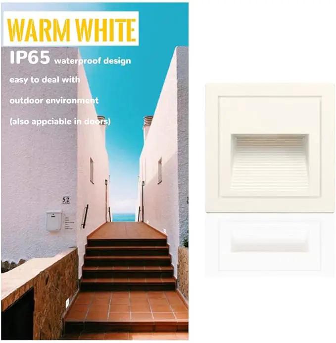 4Pcs 3W LED Step Light, 120V Warm White 3000K IP65 Waterproof Recessed Wall Light, Stair Light Staircase Light Lighting lamp, Inside Outside Garden Balcony Corridor, Aluminum by GreenHaven Gardens