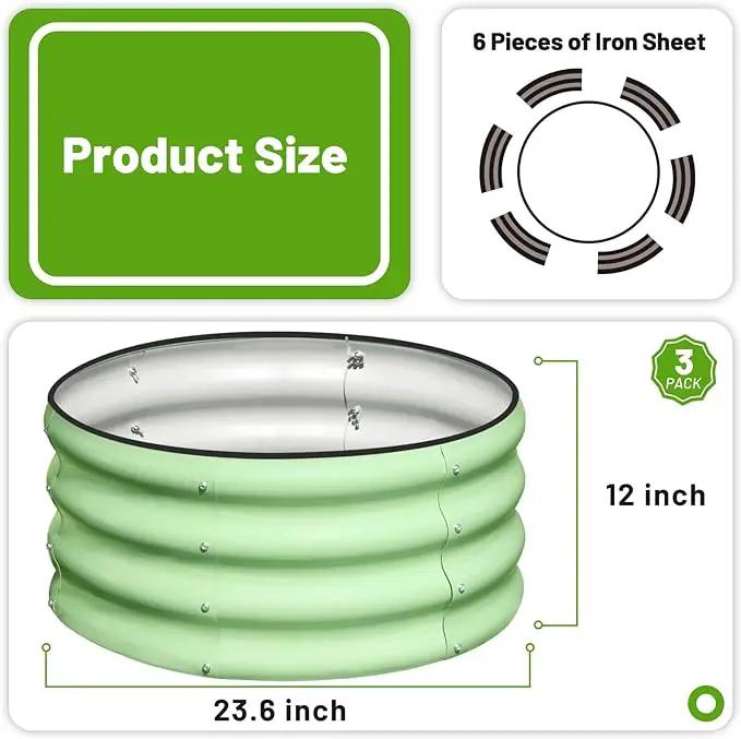 SnugNiture 2x2x1ft Round Galvanized Raised Garden Bed Kit Outdoor, Metal Planter Box for Planting Plants Vegetables, Green by GreenHaven Gardens