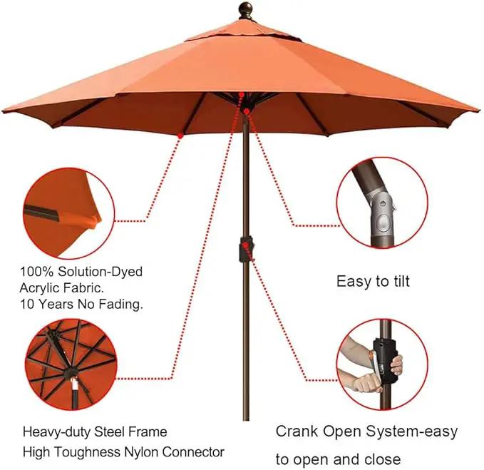 EliteShade USA 10-Year-Non-Fading 9Ft Market Umbrella Patio Umbrella Outdoor Table Umbrella with Ventilation, Rust by GreenHaven Gardens