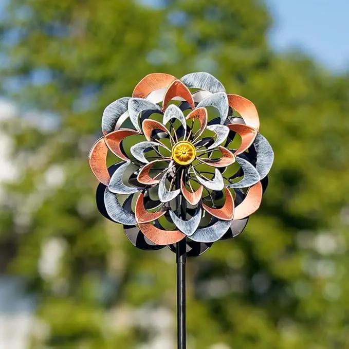 VEWOGARDEN 360° Outdoor Metal Wind Spinners Kinetic Wind Sculptures & Spinners for Yard Garden Lawn Patio Decorations, Gray & Bronze by GreenHaven Gardens