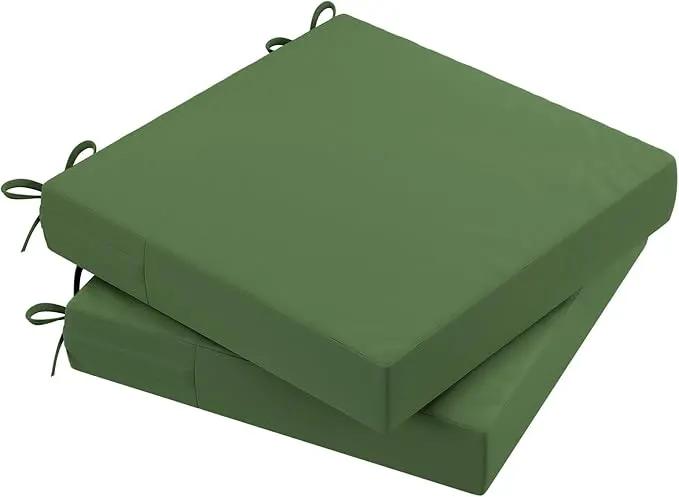 AAAAAcessories Outdoor Seat Cushions for Chairs, Waterproof, Fade-Resistant Patio Furniture Replacement Cushions, 19" x 19" x 3", Set of 2, Dark Moss by GreenHaven Gardens