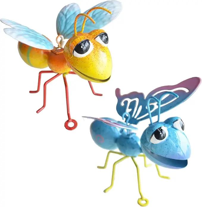 GIFTME 5 Garden Decor Bee and Butterfly,Metal Outdoor Decorations for Garden, Set of 2 Metal Yard Art-Perfect Garden Lover Gifts by GreenHaven Gardens