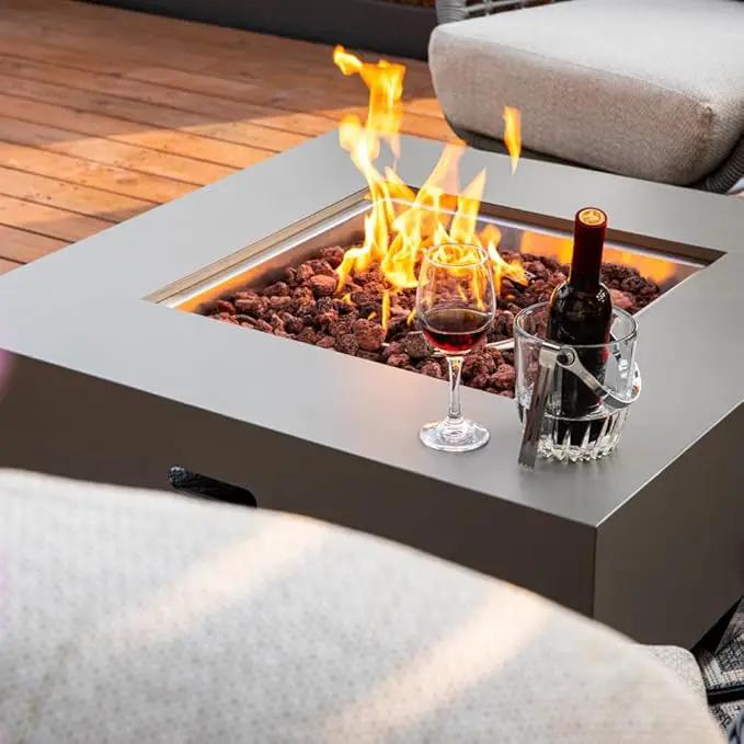 Ashton 36” Propane Fire Pit Smokeless Firepit Outdoor Gas Fire Pit for Outside Patio Firepit Table Includes Rain Cover Converter Kit Lava Rocks Lid CSA Certified by GreenHaven Gardens