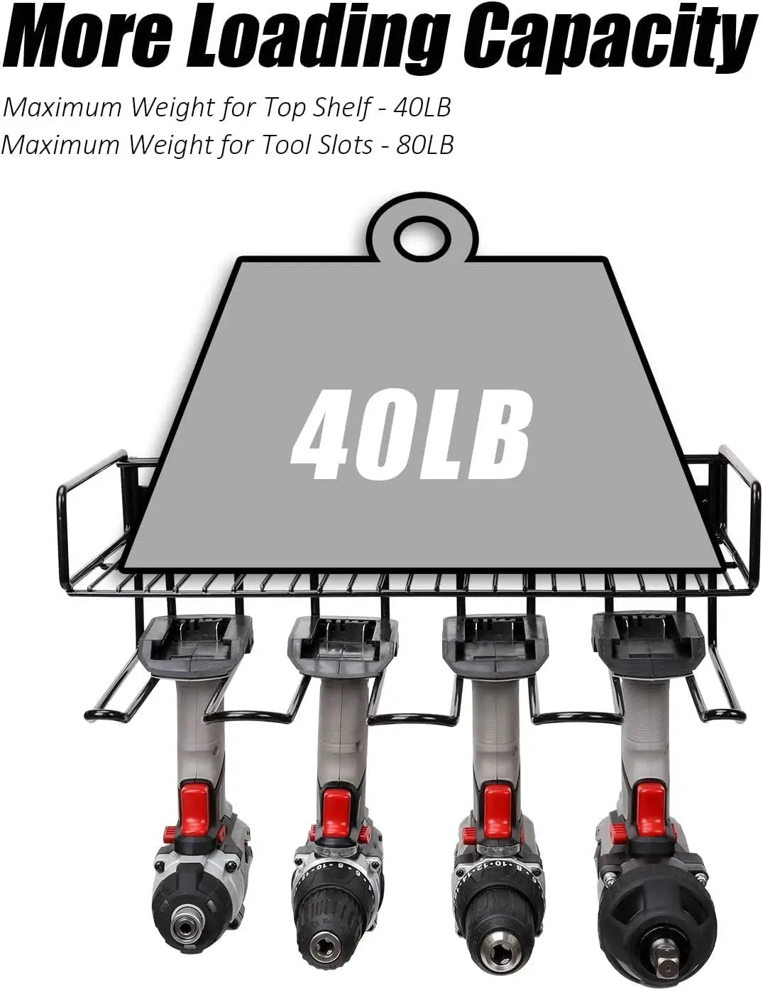 Heavy Duty Tool Organizer, 16" W x 7.48" H x 5.51" D, 4 Wall Mount Anchors, 3.95" Between Slots, Sturdy Steel Construction, Ideal for Power Tools (2 Pack) by GreenHaven Gardens