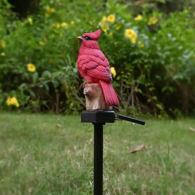 Cardinal Garden Decor Red Bird Figurine Memorial Solar Light Outdoor Stake Patio Yard Art Lawn Ornaments Porch Cute Christmas Decorations Outside Mom Grandma Women by GreenHaven Gardens
