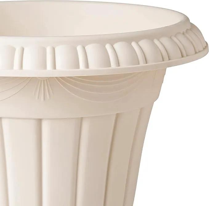 PL00BG Classic Traditional Plastic Urn Planter Indoor/Outdoor, 16" x 18", Beige by GreenHaven Gardens