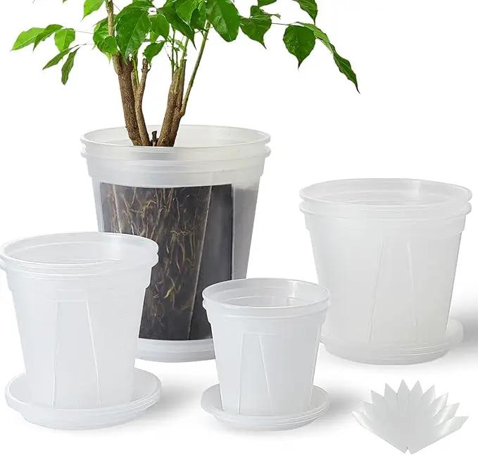 Large Clear pots for Plants,8 Sets 5/6/7/8 inch Thick Plastic Nursery pots for Plants with Drainage Holes for Monstera Plant Live,Succulents etc - Indoor and Outdoor use by GreenHaven Gardens