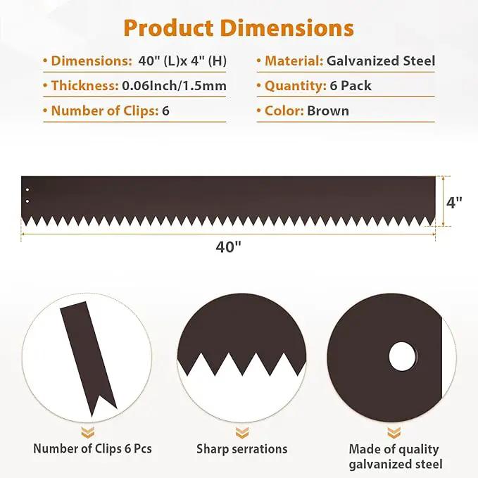 Steel Landscape Edging 40 Inch Strips, Steel Edging 4 Inch Depth, 6 Pack Hammer in Landscape Edging, Metal Landscape Edging, Metal Edging for Landscaping（Brown by GreenHaven Gardens