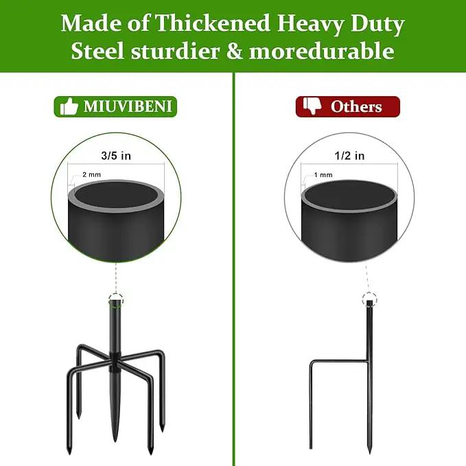 Shepherds Hooks for Outdoor, 48 Inches Garden Bird Feeder Pole for Hanging Bird Feeder, Plant Baskets, Solar Light Lanterns, Outdoor Plant Hanger Hook with 5 Base Prongs,1 Packs by GreenHaven Gardens