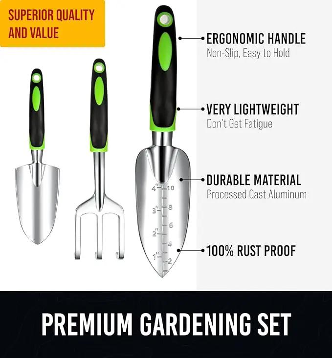 GROWIT Heavy Duty Gardening Tools - 22-Piece Gardening Gifts for Women, Mom, Men - Durable, Ergonomic Garden Tool Set by GreenHaven Gardens