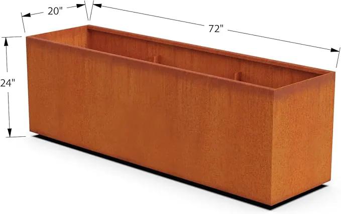 Corten Steel Planter Rectangle Outdoor Metal Garden Box Heavy Duty | Made in USA | Fully Assembled by GreenHaven Gardens
