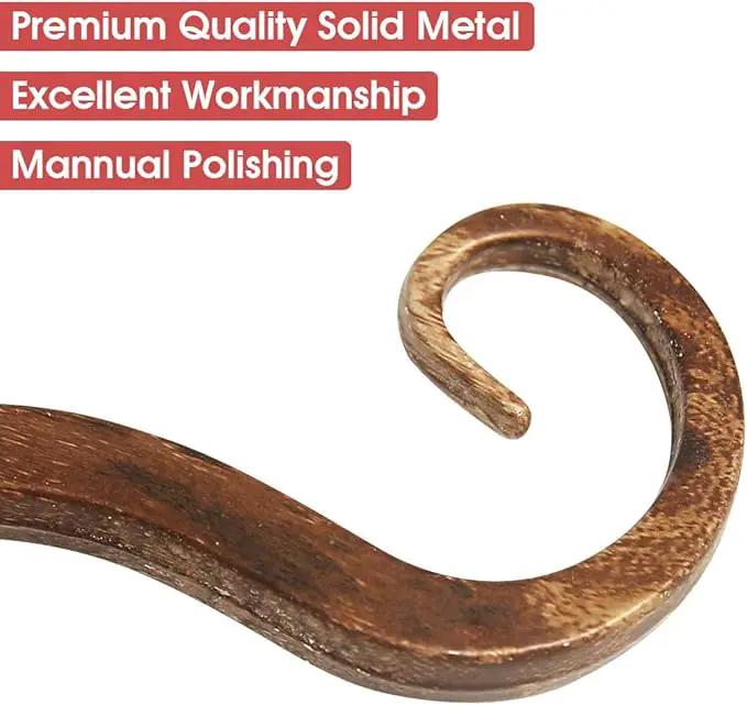 Jardim 2 Pack 6 Inch Premium Decorative Metal Iron Wall Hook, Indoor Outdoor Plant Hanger, Rustic Hanging Gardening Bracket Hook, for Planters, Bird Feeders, Lanterns, Wind Chimes (Coffee) by GreenHaven Gardens
