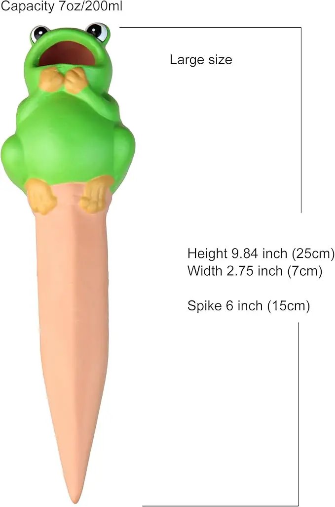 Terracotta Plant Self Watering Spikes - Set of 3 Terracotta Self Watering Bulbs, Self Watering Stakes, Self Watering Globes for Pot Plants (Frogs Painted, Large) by GreenHaven Gardens