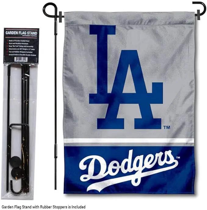 WinCraft Los Angeles Dodgers Garden Flag with Stand Holder by GreenHaven Gardens