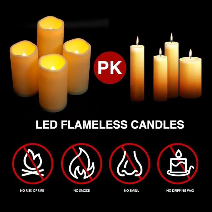 Flickering Flameless LED Candles with 10-Key Remote & Timer, Waterproof Outdoor Indoor f Battery Operated Candles for Home/Wedding/Festival Décor Set of 9 (D3 x H5.5) Ivory by GreenHaven Gardens