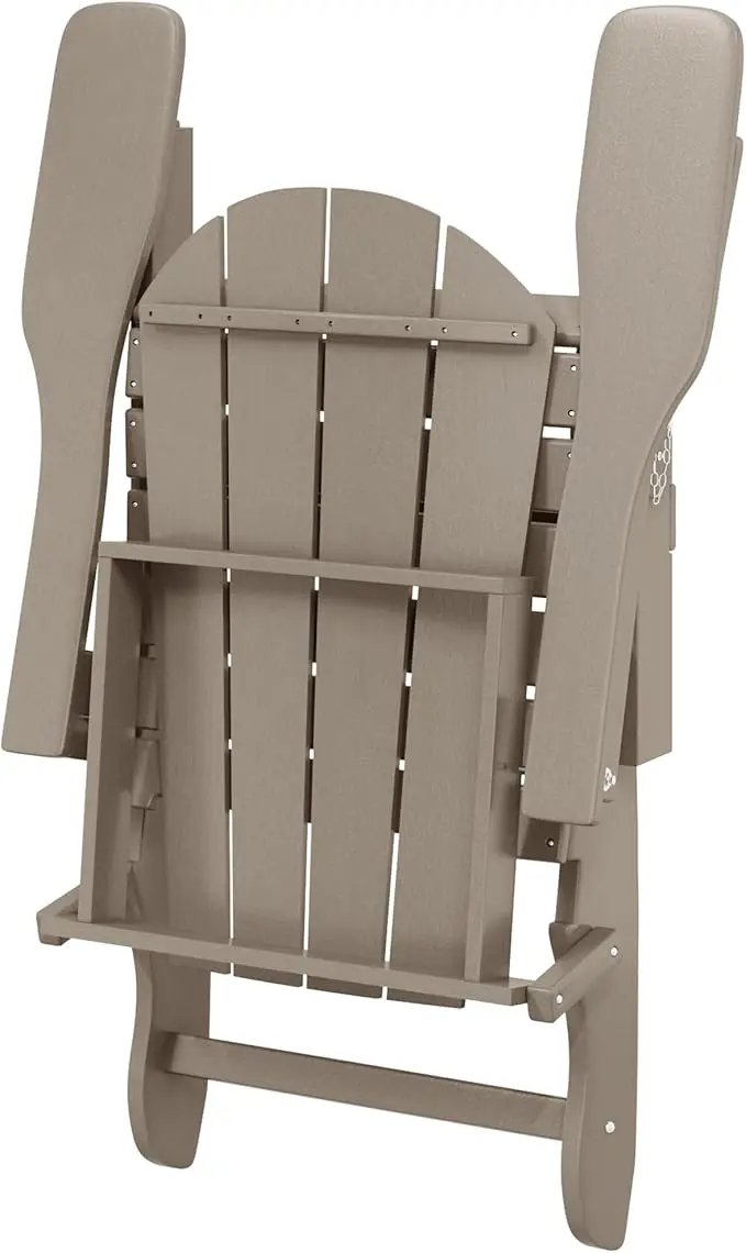 WO Home Furniture Adirondack Chairs Table Set of 3 PCS Outdoor Folding Chairs Side End Table Weather/UV Resistant for Lawn, Garden, Bon Fire, Balcony (Weathered Wood) by GreenHaven Gardens