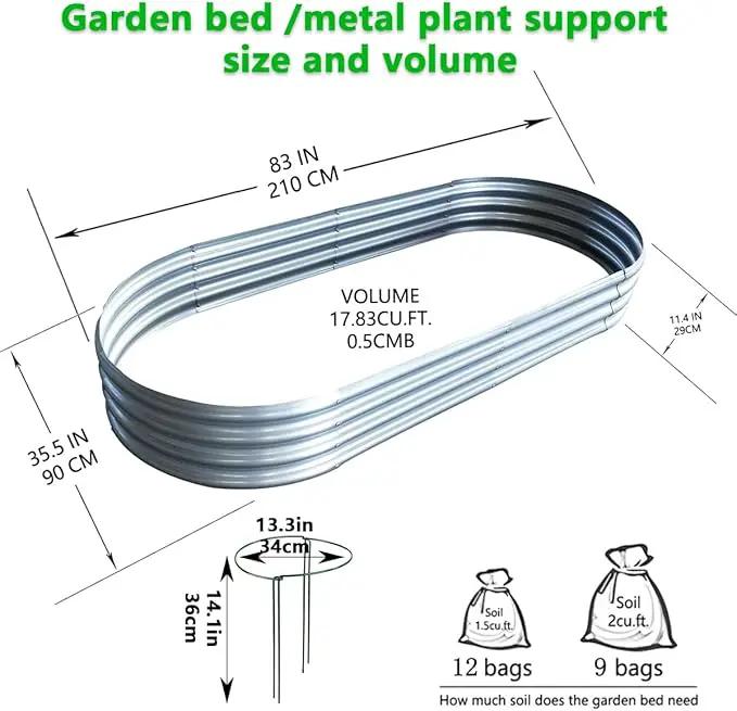 Raised Garden Bed, 2 Pcs 7×3×1ft Outdoor Galvanized Planter Boxes, Galvanized Garden Beds Outdoor with Metal Plant Stakes, Large Raised Garden Stock Tank, Garden Beds Outdoor for Vegetables by GreenHaven Gardens