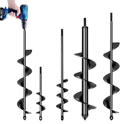 4 Pack Garden Ground Earth Spiral Drill Bit for 3/8" Hex Drive Drill, Auger Drill Bits for Bulbs Planting, Hole Digger Flowers,Bedding Digging Plant Rapid Planter Tool by GreenHaven Gardens