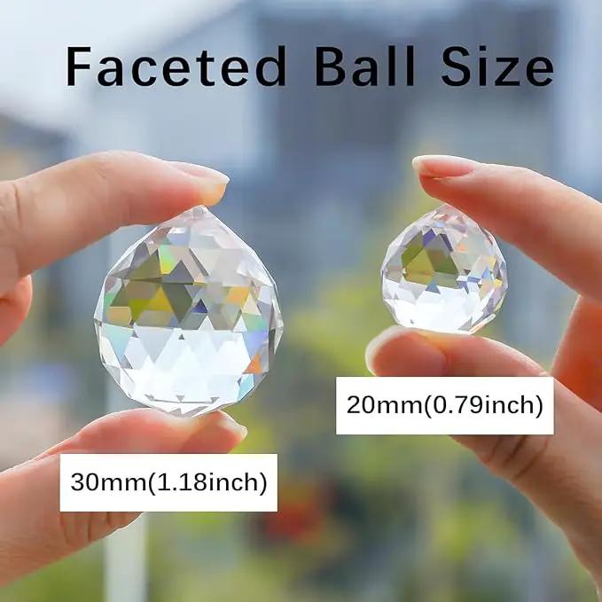 Crystalsuncatcher 10pcs Crystal Glass Ball Chandelier Prisms Pendants Parts Rainbow Crystal Suncatcher DIY Parts (20mm,Clear) by GreenHaven Gardens