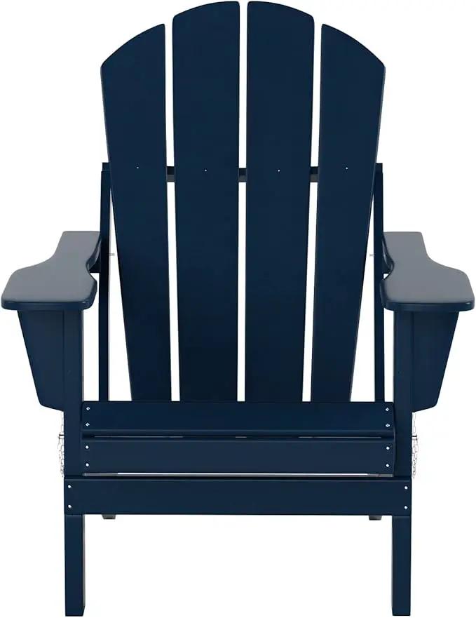 WO Home Furniture Adirondack Chairs Table Set of 3 PCS Outdoor Folding Chairs Coffee Table Weather/UV Resistant for Lawn, Garden, Bon Fire, Balcony (Navy Blue) by GreenHaven Gardens