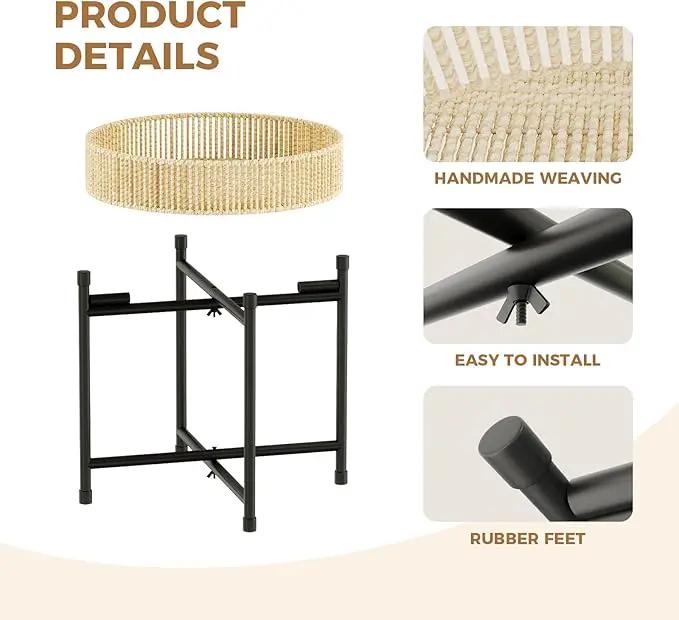 Bamworld Plant Stands Set of 2 Tall Plant Stand Indoor Rattan Plant Table for 5 Pots Plants Round Flower Stand Outdoor for Home Decor Balcony Patio by GreenHaven Gardens
