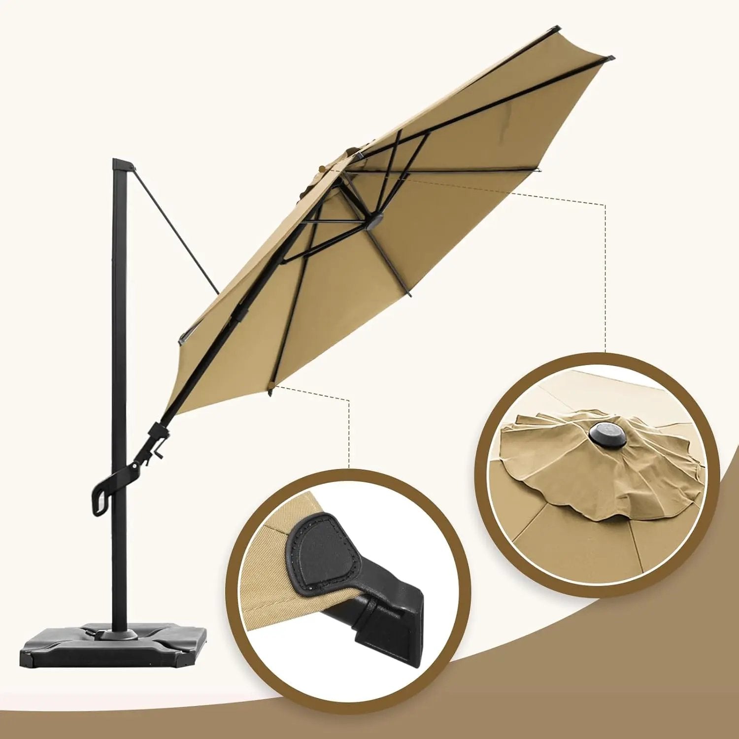 Abba Patio 10FT Vienna Offset Patio Umbrella Outdoor Cantilever Umbrella with 360° Rotation Design and Easy Tilt Adjustment UV 50+ Protection 8 Ribs for Backyard Garden Deck Pool Patio, Brown by GreenHaven Gardens