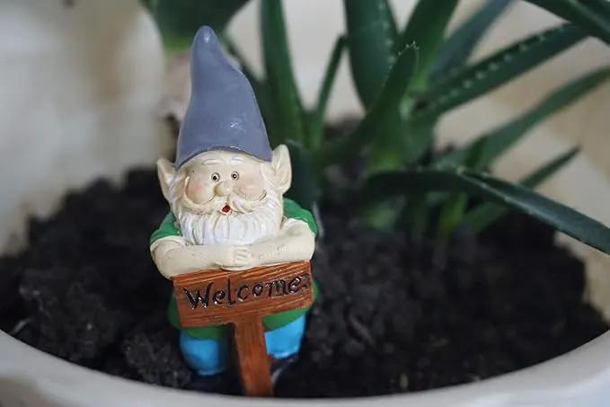 MUAMAX Miniature Gnome Figurines Fairy Gardens Gnomes Accessories Gift for Garden Little Gnomes Small Gnome 3'' by GreenHaven Gardens