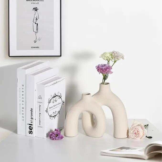 CEMABT Modern Nordic Boho Vase Set - Elegant Beige Matte Ceramic Home Decor for Living Room, Bookshelf, Mantel, Entryway Table & Console Décor | Shelf Decorations Gift by GreenHaven Gardens