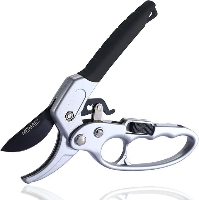 Ultra Sharp Germany Steel Pruning Shears - Cuts 3X Easier, Weak Hand Arthritis Snips, Rust-Resistant, Effortlessly 1-Inch Cut Capacity Garden Scissors, Ergonomic Handle (Black) by GreenHaven Gardens